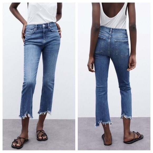 Zara Denim - $60 Zara Bootcut Crop Chewed Hem - US 6 - blue